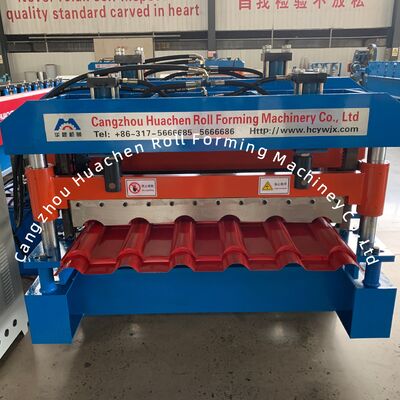 1250mm glazed Step Tile Roll Forming Machine dengan 15 stasiun dan Chain Drive untuk panel atap