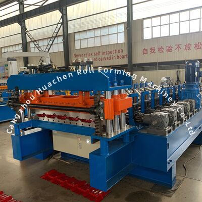 CE standar glazed Tile Roll Forming Machine dengan 12 stasiun dan Chain Drive untuk Steel Roofing Sheets