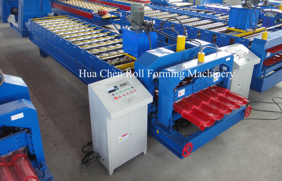 Kustom Panel Atap Glazed Tile Roll Forming Machine / Mesin Membuat Lembaran Logam