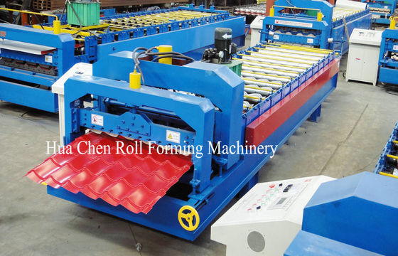 Baja Padat Shaft Metrocopo Roof Glazed Tile Roll Forming Machine Dengan 15 Baris