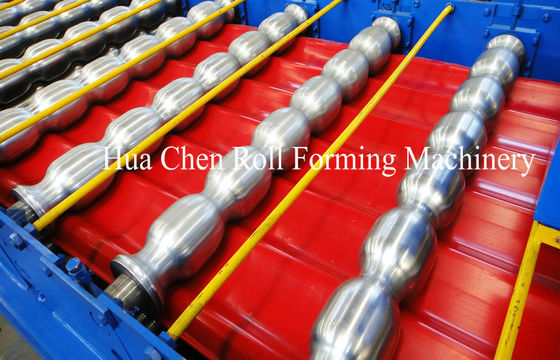 Baja Padat Shaft Metrocopo Roof Glazed Tile Roll Forming Machine Dengan 15 Baris