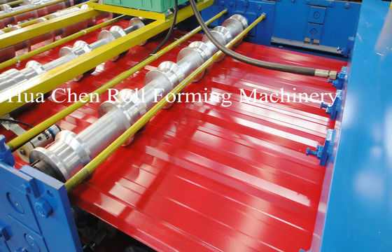 Plat Baja Warna Atap Ganda Lapisan Panel Roll Membentuk Mesin 1200 / 1250mm Lebar