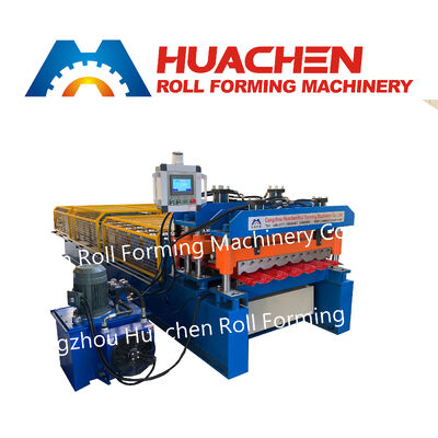 Lembaran Atap Logam Baja Crimping Panel Dinding Profil Melengkung Pembuatan Ubin Mesin Roll Forming