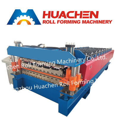 PLC-dikendalikan kecepatan tinggi Trapezoidal berwarna Panel Atap Baja Roll Forming Mesin Pump Gearbox