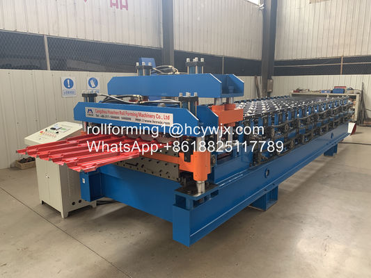 Chain Drive Tile Profile Mesin Roll Forming Lapisan Ganda