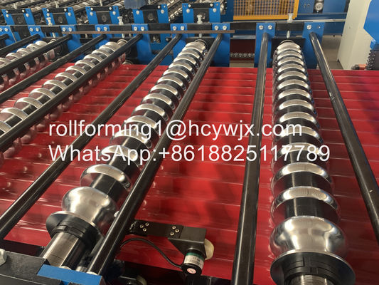 Bergelombang 380v 15m / Min Mesin Roll Forming Lapisan Ganda