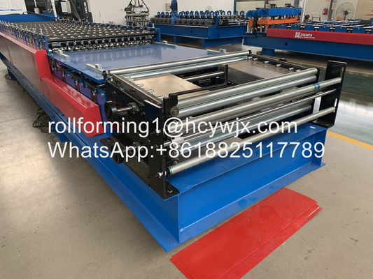 Bergelombang 380v 15m / Min Mesin Roll Forming Lapisan Ganda