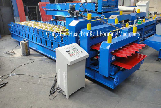 Mitsubishi PLC Metrocopo Roof Profile Double Layer Roll Forming Machine With Two Year Guarantee