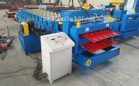 Kecepatan Pembentukan 8-12m / Min Double Layer Roll Forming Machine Shaft Diameter 76mm